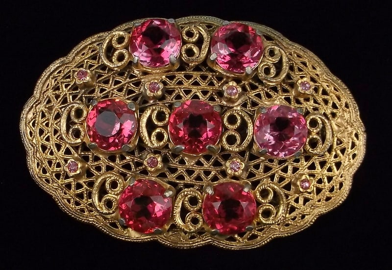 Mint Vintage 1930s Ornate Rhinestone Brooch (1 of 3)