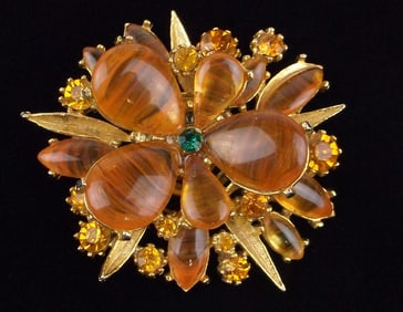 Mint Vintage 1960s ART MOD Rhinestone Starburst Brooch