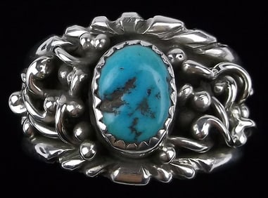 Mint Big Navajo Sterling Silver Turquoise Snake Ring 10.5