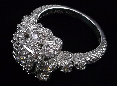 Big Mint Heavy Judith Ripka Sterling Silver Cocktail Ring 9