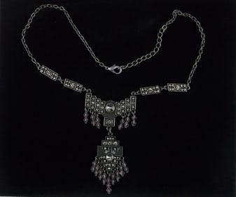 Mint Vintage Art Deco Style Cascade Rhinestone Necklace 16"