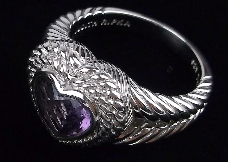 Mint Big Heavy Judith Ripka Sterling Silver Amethyst Ring 10 (1 of 4)