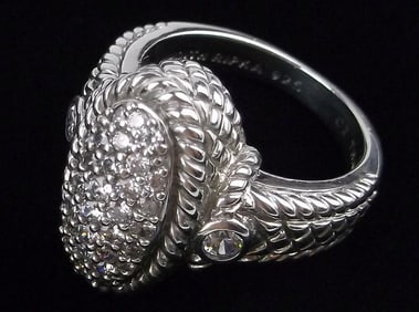 Big Mint Heavy Judith Ripka Sterling Silver Ring 8.5