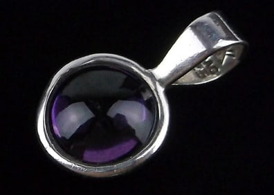 Mint Vintage Signed Sterling Silver Amethyst Pendant