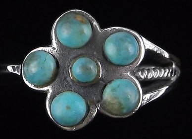 Mint Vintage Thick Sterling Silver Turquoise Ring 6