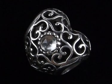 Mint Sterling Silver Pandora Heart Charm Bead
