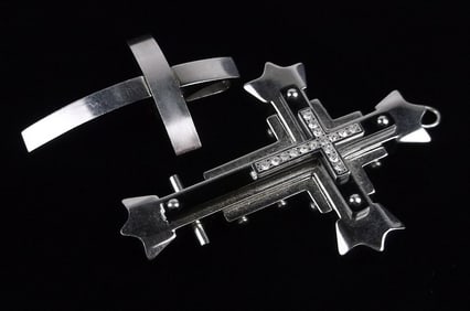 2 Mint Big Cross Pendant Set