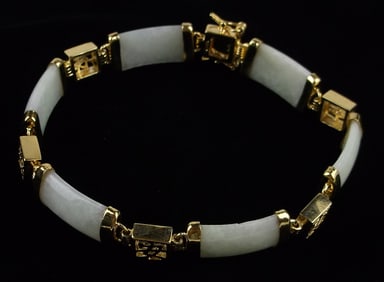 New Vintage Genuine Jade Tennis Bracelet 7.5"