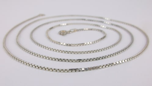 Mint Vintage Italian Sterling Silver Box Chain Necklace 30"