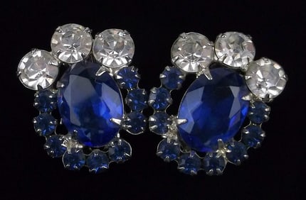 Stunning Big Vint 1960s Juliana Rhinestone Earrings