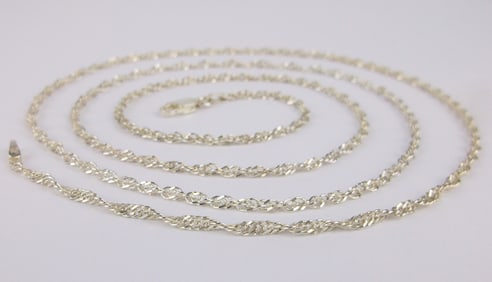 Mint Vint Italian Sterling Silver Helix Rope Chain Necklace 30"