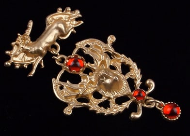 Mint Enameled Jelly Belly Rhinestone Stag Deer Brooch