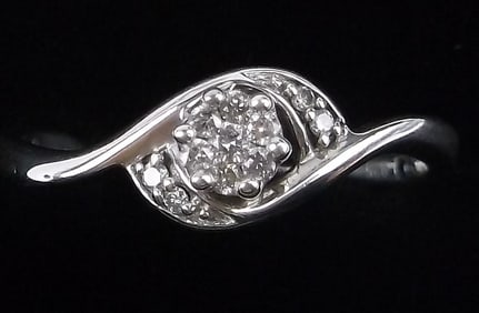 New Vint Designer Sterling Silver Diamond Engagement Ring 7