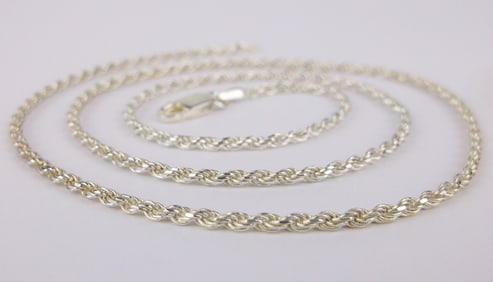 Mint Vint Italian Sterling Silver Rope Chain Necklace 18"
