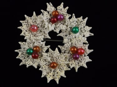Mint Vint 1940s Celluloid Christmas Wreath Brooch