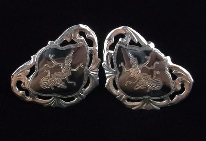 Mint Vintage 1950s Sterling Silver Hindu Goddess Earrings