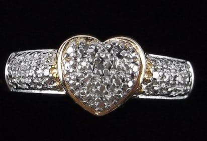 Mint Vint Gold Over Sterling Silver Diamond Heart Ring 8