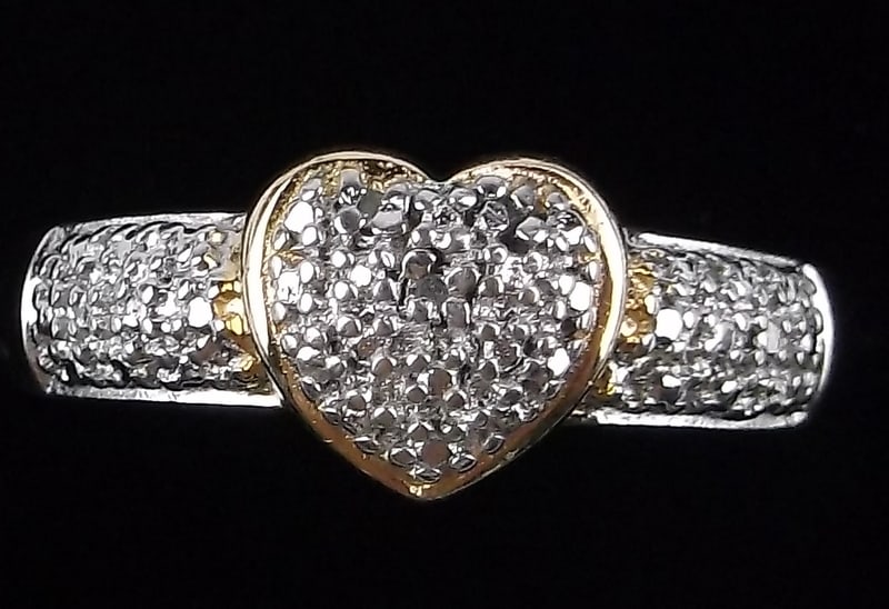 Mint Vint Gold Over Sterling Silver Diamond Heart Ring 8 (1 of 3)