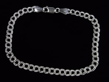 New Vintage Italian Sterling Silver Chain Bracelet 8"