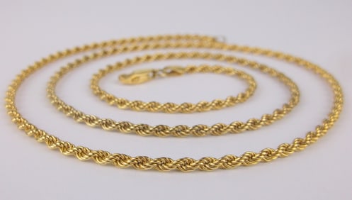 Mint Heavy Italian Gold Over Sterling Rope Chain Necklace 24"