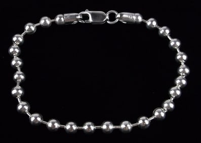 New Vint Heavy Italian Sterling Silver Ball Chain Bracelet 8.25"