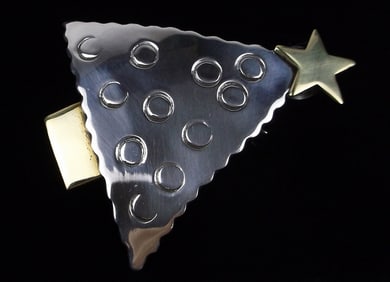 Mint Big Thick Vint Taxco Sterling Christmas Tree Brooch Pendant