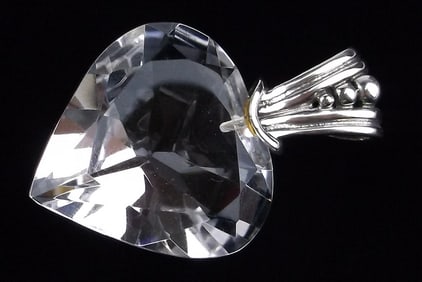 Mint Vintage Sterling Silver Crystal Heart Pendant