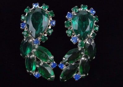 Stunning Vintage 1960s Big Juliana Rhinestone Earrings