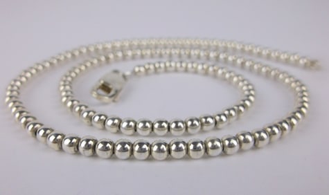 Mint Vint Heavy Italian Sterling Silver Ball Chain Necklace 16"