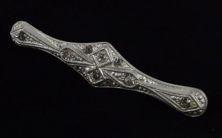 Gorgeous Antique 1910s Rhinestone Long Brooch Art Nouveau
