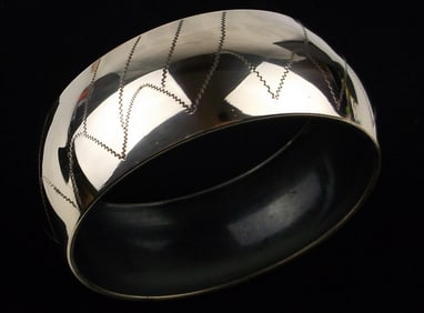 Mint Big Vintage Brass Bangle Bracelet 8"