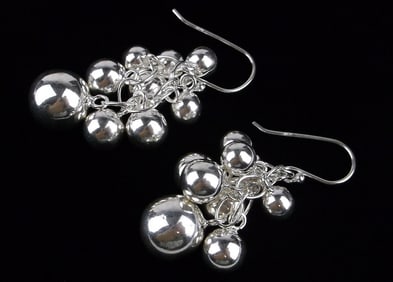 Mint Sterling Silver Multi Ball Drop Earrings