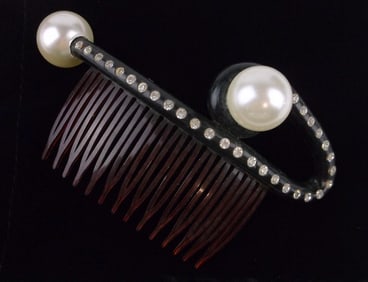 Stunning Antique 1940s Celluloid Hairpick Barrette Comb
