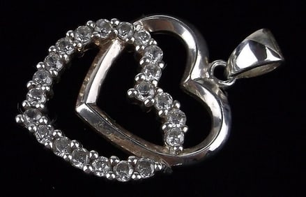 Stunning Vintage Sterling Silver Heart Drop Pendant