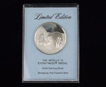 Mint Vint 1oz Sterling Silver Apollo 15 Moon Space Coin Franklin