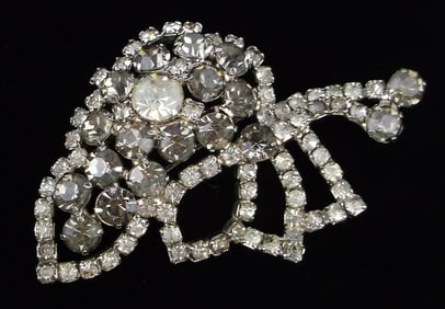 Stunning Vintage 1950s Big Rhinestone Brooch
