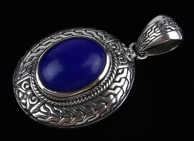 Mint Vintage Ornate Sterling Silver Lapis Pendant