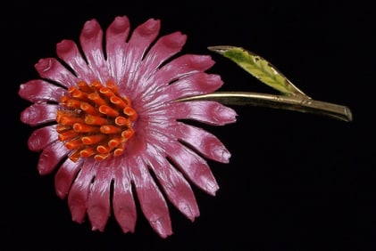 Stunning Vintage 1960s ART Enameled Flower Brooch
