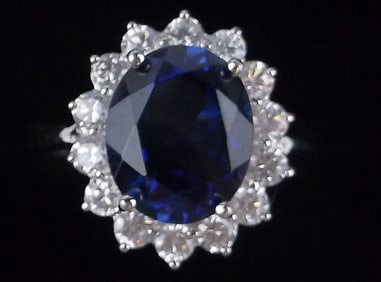 New Vint Bradford Sterling Silver 4ct Sapphire Ring 7.5