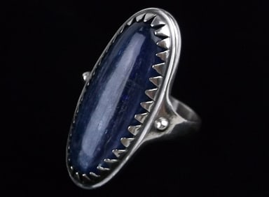 Mint Vint Big Sterling Silver Blue Spinel Ring 8