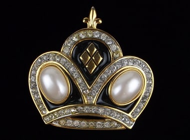 Mint Vint 1970s TAT Rhinestone Crown Brooch