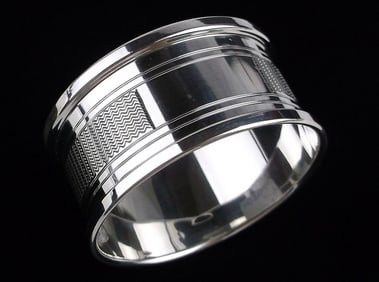 Mint Antique Signed English Sterling Silver Napkin Ring Holder