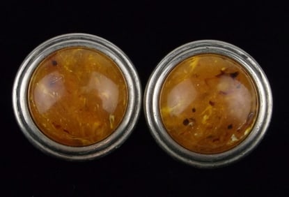 Stunning Big Vintage 1950s Butterscotch Bakelite Earrings