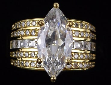New Big Designer Gold Over Sterling Engagement Ring 8