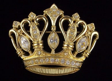 Mint Vintage Kenneth Jay Lane Rhinestone Crown Brooch