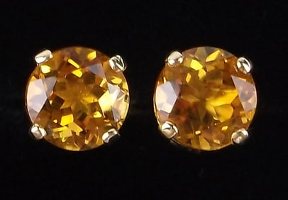 New 14kt Gold 1cttw Citrine Solitaire Earrings 1.01g