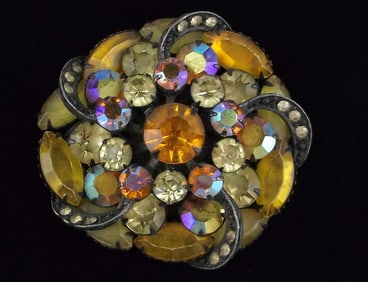 Stunning Big Vintage 1960s MOD Rhinestone Brooch