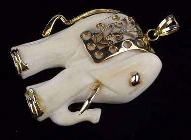 Stunning Big Vintage 1960s Elephant Pendant