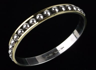 Mint Vint Heavy Taxco Sterling Silver Brass Bracelet 8.5" TS102
