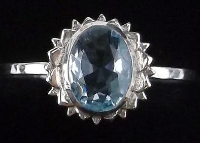 New Sterling Silver Blue Chalcedony Sun Ring 7